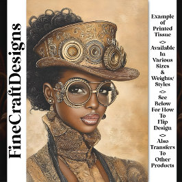 Trendy Steampunk Dark Skin Woman AD1Z Decoupage Tissuepapier