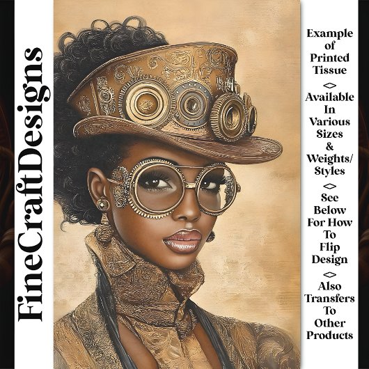 Trendy Steampunk Dark Skin Woman AD1Z Decoupage Tissuepapier