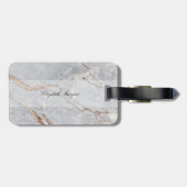 Trendy Steen Marmer Textuur, Monogram Ananas Bagagelabel (Achterkant horizontaal)