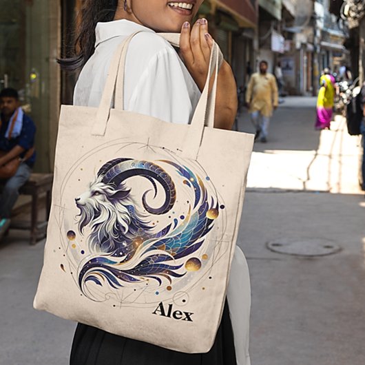 Trendy Steenbok Waterverf Zodiac Design Tote Bag