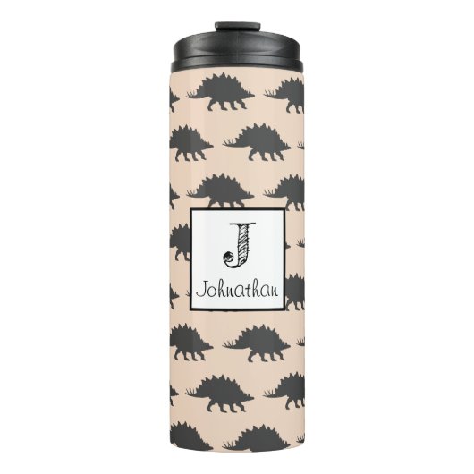 Trendy Stegosaurus Dinosaur gepersonaliseerd Thermosbeker (Voorkant)