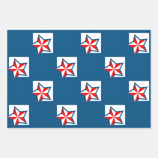 Trendy Sterren Wrapping Paper Flat Sheet Set van 3 (Voorkant 2)