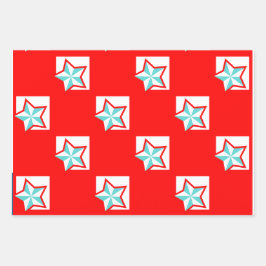 Trendy Sterren Wrapping Paper Flat Sheet Set van 3