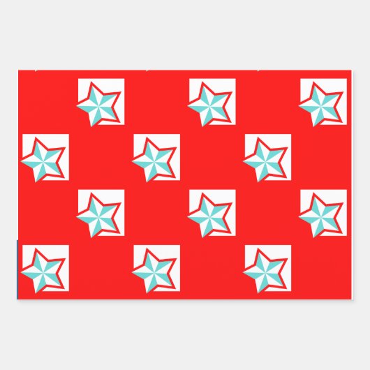 Trendy Sterren Wrapping Paper Flat Sheet Set van 3 (Voorkant)