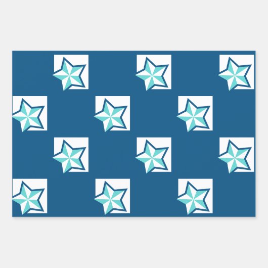Trendy Sterren Wrapping Paper Flat Sheet Set van 3 (Voorkant 3)