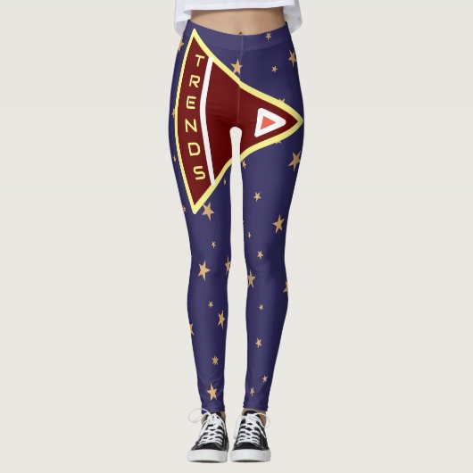 Trendy Sterrennacht met Uniek Pijlontwerp Leggings (Voorkant)