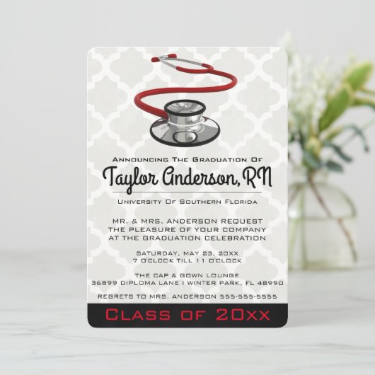 Trendy Stethoscope Medical School Afstuderen Kaart (Staand voorkant)