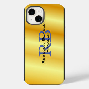 Trendy stijl monogram minimalist effen goudkleur iPhone 14 hoesje