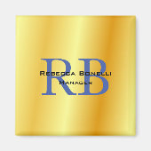 Trendy stijl monogram minimalist effen goudkleurig magneet (Voorkant)