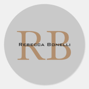 Trendy Stijl Monogram Minimalistisch Eenvoudig Naa Ronde Sticker