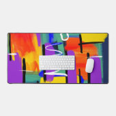 Trendy Stijlvol Abstract Kleurrijk Kunstwerk Regen Bureaumat (Keyboard & Muis)