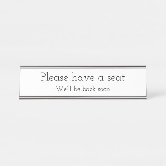 Trendy, stijlvol "Alsjeblieft, plaats!" Bureau Naambordje (Voorkant)