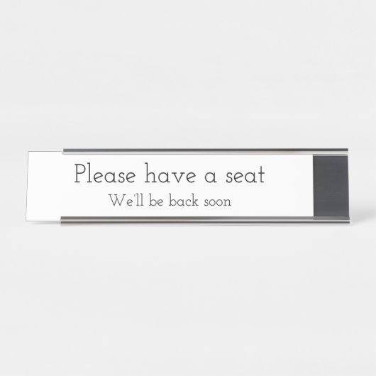 Trendy, stijlvol "Alsjeblieft, plaats!" Bureau Naambordje (Voorkant)