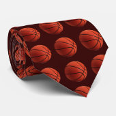 Trendy stijlvol bruin Sinaasappel basketbal Stropd Stropdas (Opgerold)