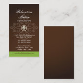 Trendy, stijlvol, bruingroene damskuikspa-visiteka visitekaartje (Voorkant / Achterkant)