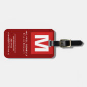 Trendy, stijlvol, donkerrood monogram klassiek bagagelabel (Voorkant horizontaal)