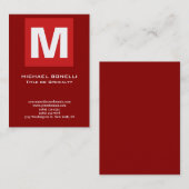 Trendy, stijlvol, donkerrood monogram klassiek visitekaartje (Voorkant / Achterkant)