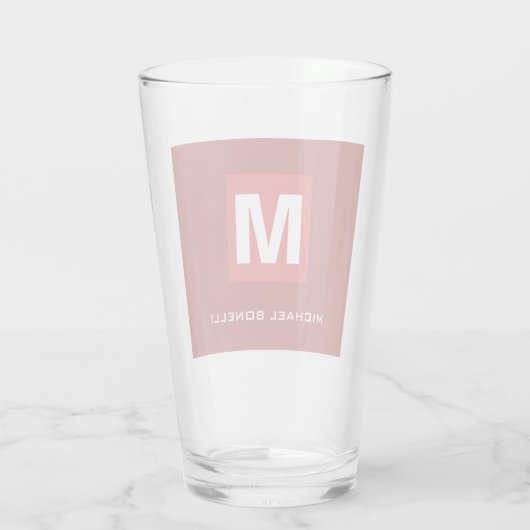 Trendy stijlvol donkerrood wit monogram jouw naam glas (Achterkant)
