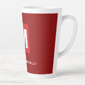 Trendy stijlvol donkerrood wit monogram jouw naam latte mok (Rechts)