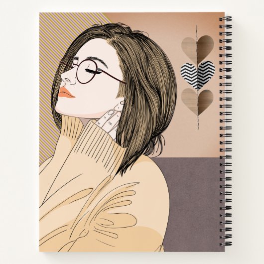 Trendy stijlvol meisje chique liefde hart geperson notitieboek (Achterkant)