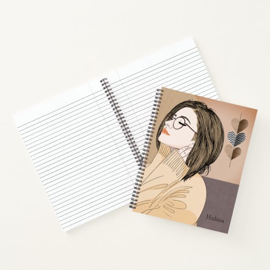 Trendy stijlvol meisje chique liefde hart geperson notitieboek (Binnen)