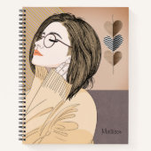 Trendy stijlvol meisje chique liefde hart geperson notitieboek (Voorkant)