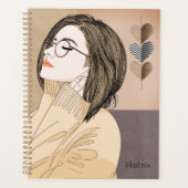 Trendy stijlvol meisje chique liefde hart geperson planner (Voorkant)