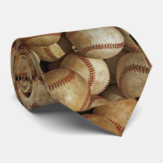 Trendy Stijlvol Modern Baseball Artwork Stropdas (Opgerold)
