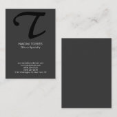 Trendy stijlvol modern grijs zwart monogram visitekaartje (Voorkant / Achterkant)