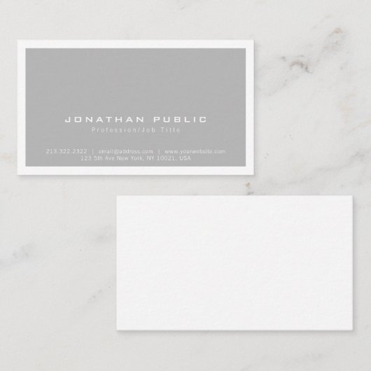 Trendy Stijlvol Modern Minimalist Gray Plain Visitekaartje (Voorkant / Achterkant)