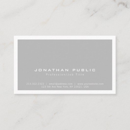 Trendy Stijlvol Modern Minimalist Gray Plain Visitekaartje (Voorkant)