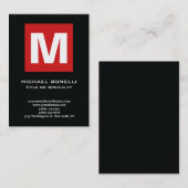 Trendy, stijlvol rood zwart monogram klassieke visitekaartje (Voorkant / Achterkant)