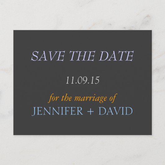 Trendy Stijlvol Save the Date Wedding Briefkaart (Voorkant)