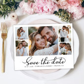 Trendy stijlvol script 3 foto collage bruiloft save the date