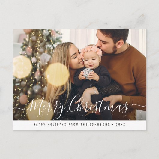 Trendy stijlvol script Prettig kerstfeest Briefkaart (Voorkant)