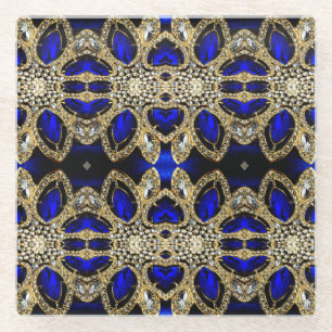 trendy stijlvol turkooise Gold deep blue Glazen Onderzetter