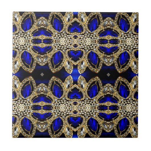 trendy stijlvol turkooise Gold deep blue Tegeltje (Voorkant)