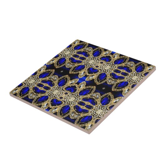 trendy stijlvol turkooise Gold deep blue Tegeltje (Zijkant)