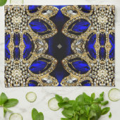 trendy stijlvol turkooise Gold deep blue Theedoek (Gevouwen)