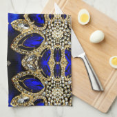 trendy stijlvol turkooise Gold deep blue Theedoek (Quarter Fold)