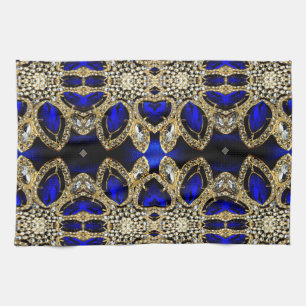 trendy stijlvol turkooise Gold deep blue Theedoek