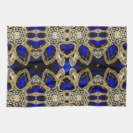 trendy stijlvol turkooise Gold deep blue Theedoek (Horizontaal)