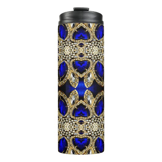 trendy stijlvol turkooise Gold deep blue Thermosbeker (Voorkant)