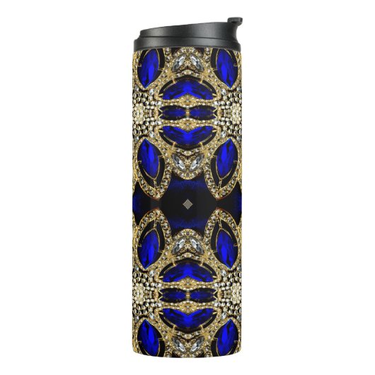 trendy stijlvol turkooise Gold deep blue Thermosbeker (Gedraaid links)