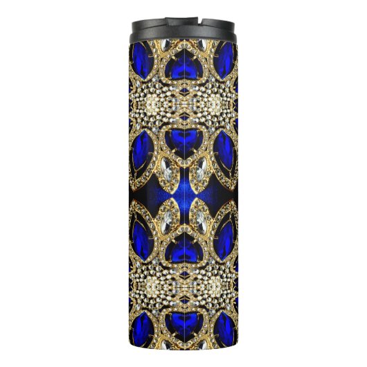 trendy stijlvol turkooise Gold deep blue Thermosbeker (Achterkant)