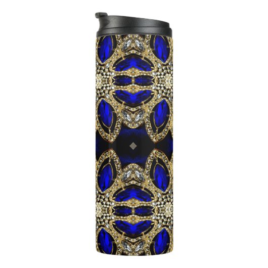 trendy stijlvol turkooise Gold deep blue Thermosbeker (Geroteerd rechts)