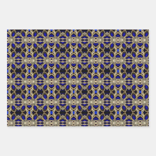 Trendy Stijlvol Turquoise Goud Zilver Saffier Blau Inpakpapier Vel (Voorkant 3)