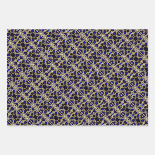 Trendy Stijlvol Turquoise Goud Zilver Saffier Blau Inpakpapier Vel (Voorkant 2)