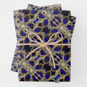 Trendy Stijlvol Turquoise Goud Zilver Saffier Blau Inpakpapier Vel (In situ)