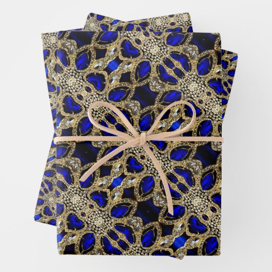 Trendy Stijlvol Turquoise Goud Zilver Saffier Blau Inpakpapier Vel (In situ)